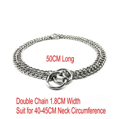 HQ S1 Stainless Steel Double Triplex Chain Dog Collar Lead Leash Outdoor Pet Dog Training Collar P Chain for Middle Big Dogs