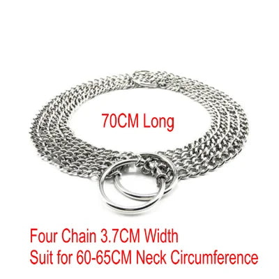 HQ S1 Stainless Steel Double Triplex Chain Dog Collar Lead Leash Outdoor Pet Dog Training Collar P Chain for Middle Big Dogs