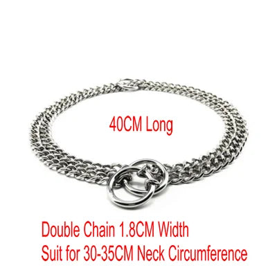 HQ S1 Stainless Steel Double Triplex Chain Dog Collar Lead Leash Outdoor Pet Dog Training Collar P Chain for Middle Big Dogs