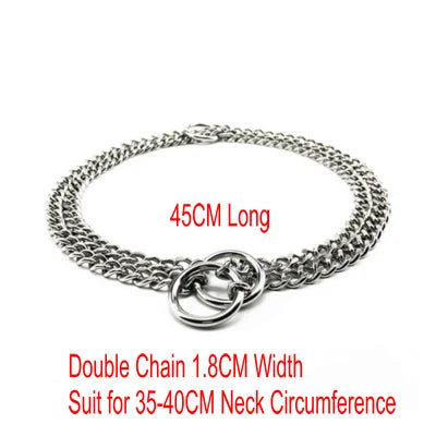 HQ S1 Stainless Steel Double Triplex Chain Dog Collar Lead Leash Outdoor Pet Dog Training Collar P Chain for Middle Big Dogs