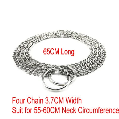HQ S1 Stainless Steel Double Triplex Chain Dog Collar Lead Leash Outdoor Pet Dog Training Collar P Chain for Middle Big Dogs