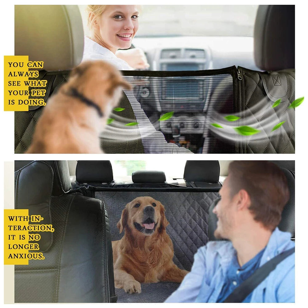 Dog Seat Cover for Back Seat, Waterproof with Mesh Window, Scratch Prevent Anti-slip Dog Bed Car Hammock, Standard