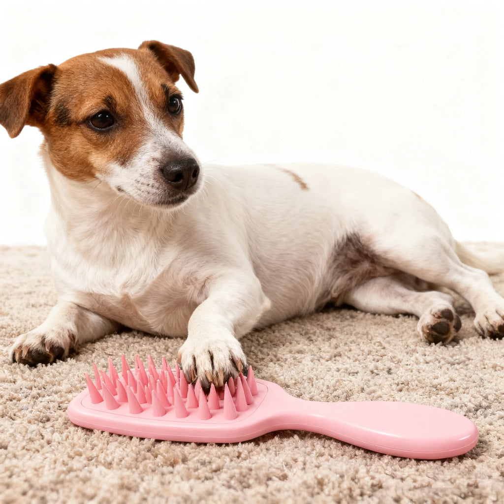 Pet Silicone Handle Bath Brush, Soft-toothed Dog and Cat Bath Massage Comb, Hair Care and Cleaning Pet Comb