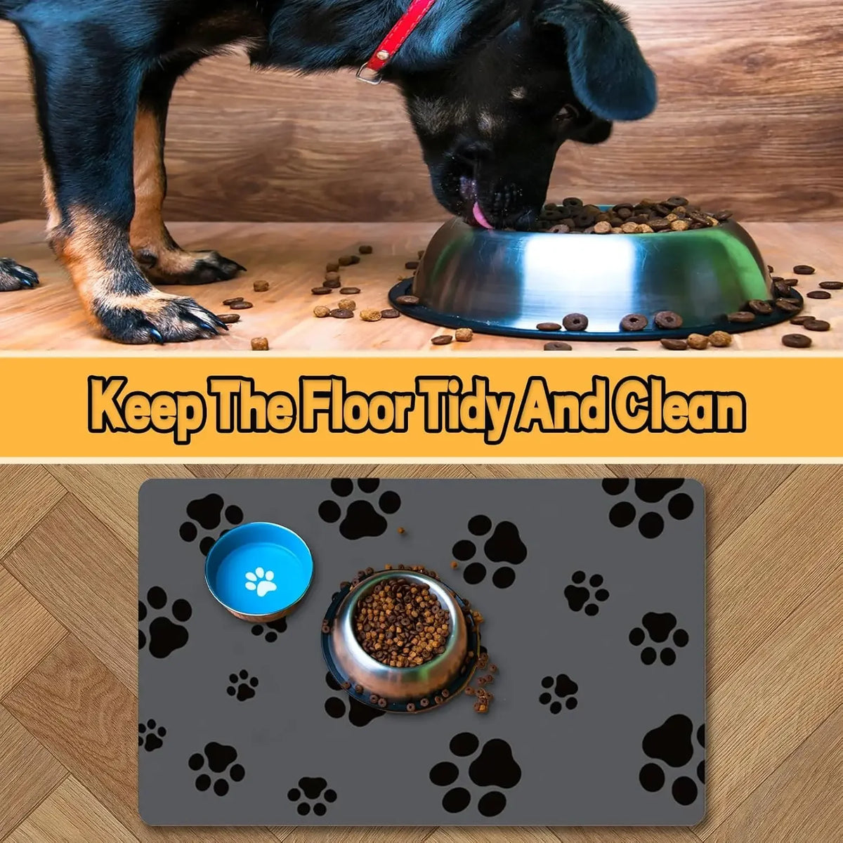 Dog Food Mat Absorbent Dog Mat for Food and Water No Stains Quick Dry Cat Dog Food Bowl Mat Non Skid Dog Feeding Mat