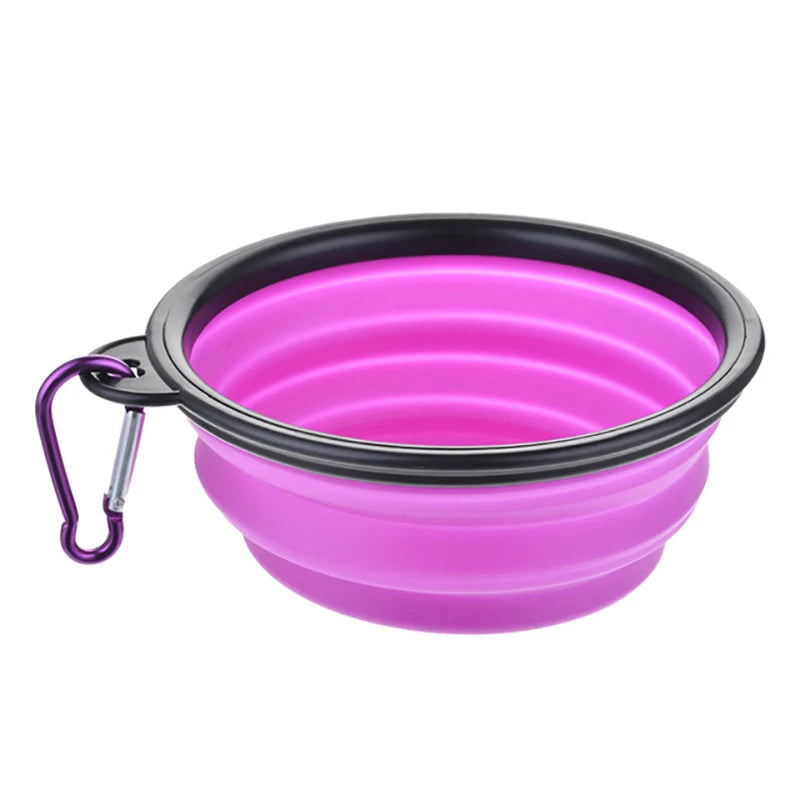 Folding Portable Silicone Dog Feeder Bowl 2-in-1 Pet Dispenser for Outdoor Travel Food And Water Container for Dogs And Cats