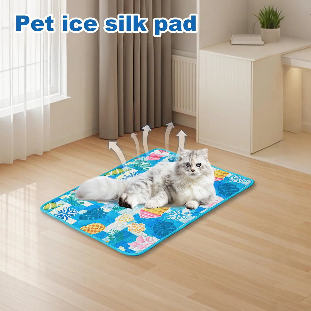 Pet Cooling Mat Cat Cooling Mat And Sleeping Pad For Pets Summer Cool Pads Blanket Washable Ice Silk Breathable Mat Pet supplies