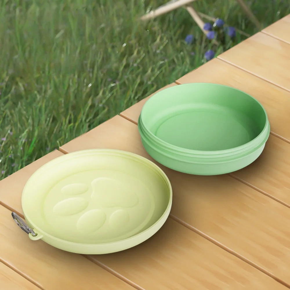 Portable Pet Bowl Set: Collapsible Outdoor Feeder with Snack Container for Dog & Cat Food on Hikes, Camping, and Travel