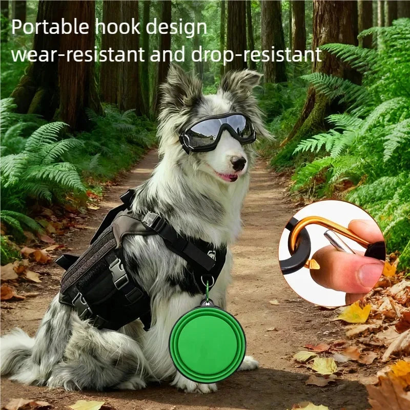 Folding Portable Silicone Dog Feeder Bowl 2-in-1 Pet Dispenser for Outdoor Travel Food And Water Container for Dogs And Cats