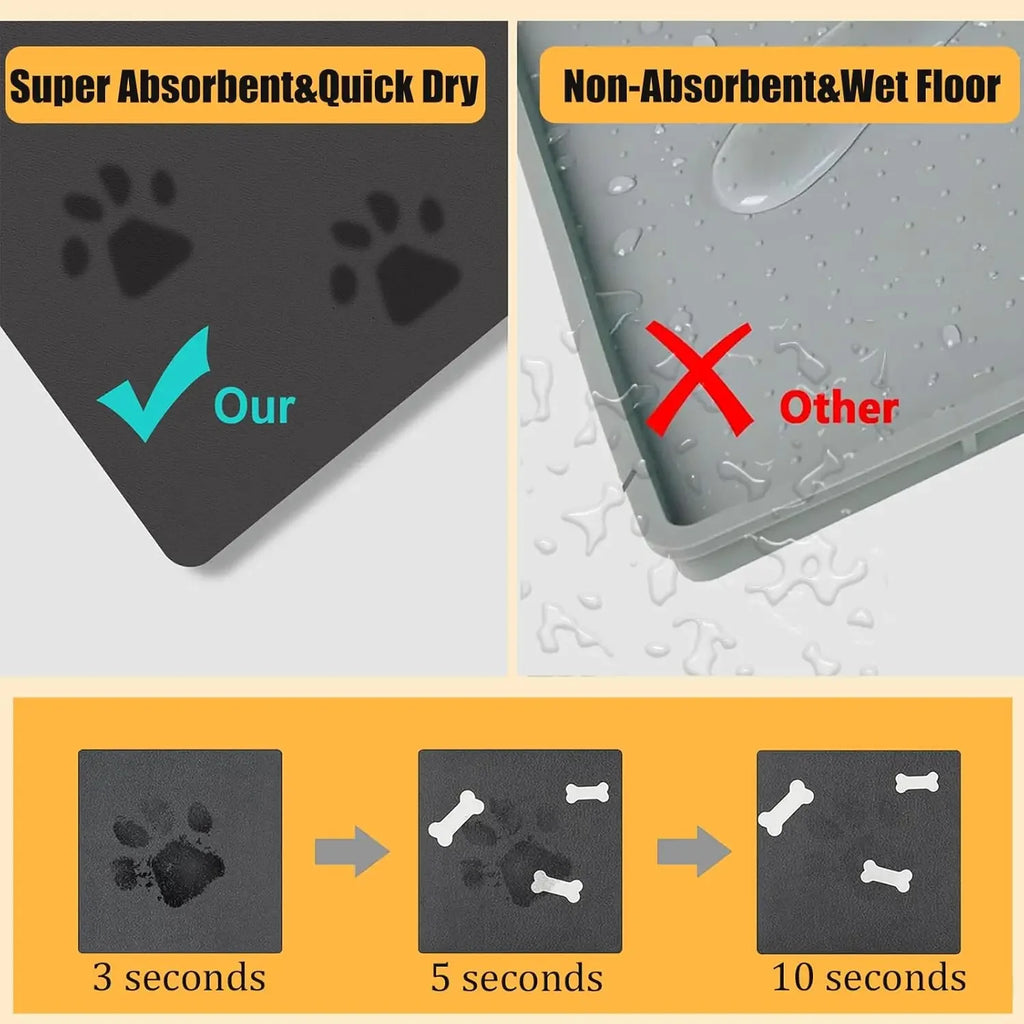 Dog Food Mat Absorbent Dog Mat for Food and Water No Stains Quick Dry Cat Dog Food Bowl Mat Non Skid Dog Feeding Mat