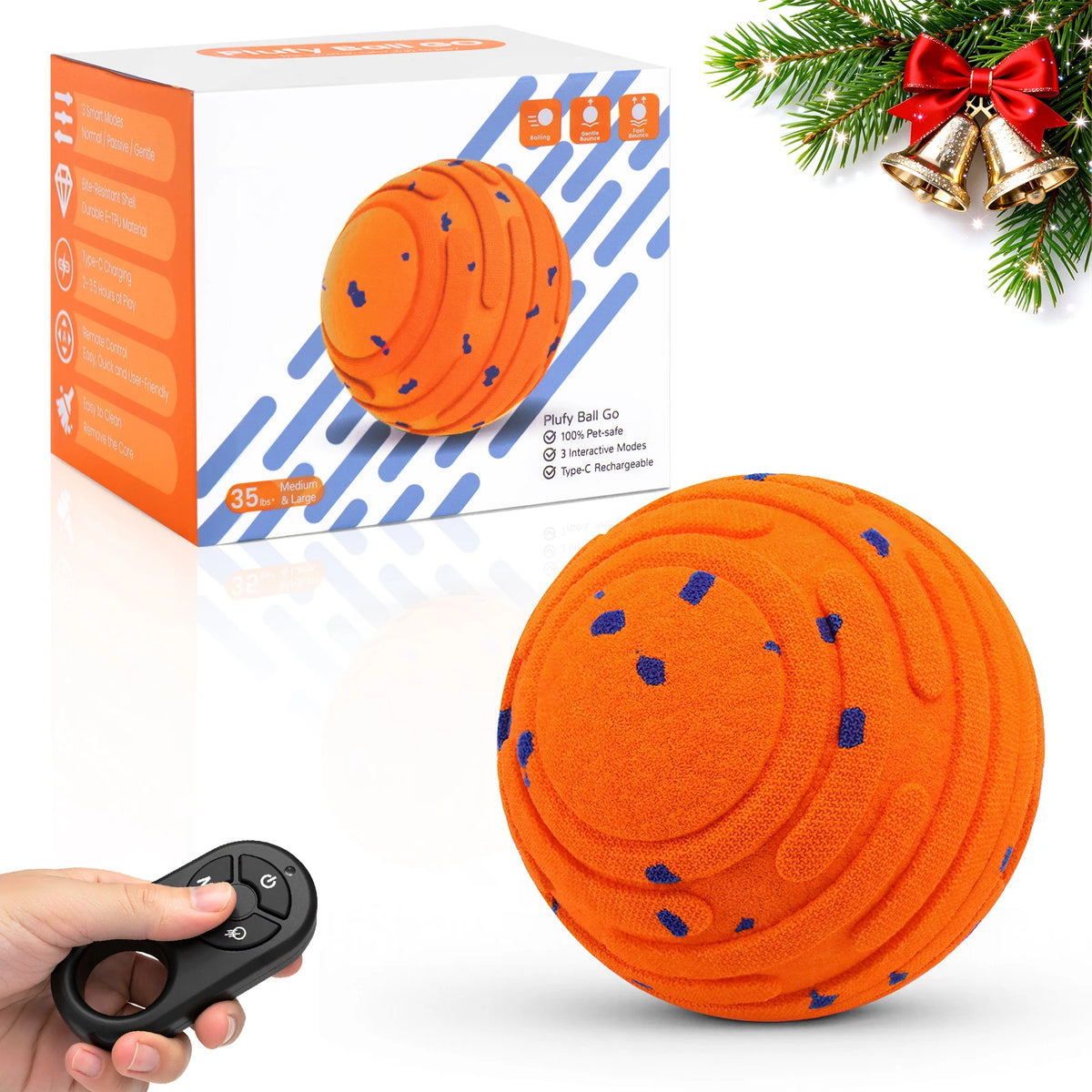 Smart Interactive Dog Toy, E-TPU Toy Ball for Aggressive Chewers, Automatic Moving, Rechargeable Ball for Small/M