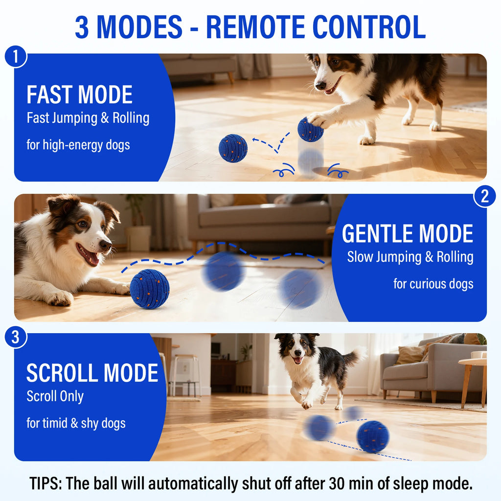 Smart Interactive Dog Toy, E-TPU Toy Ball for Aggressive Chewers, Automatic Moving, Rechargeable Ball for Small/M