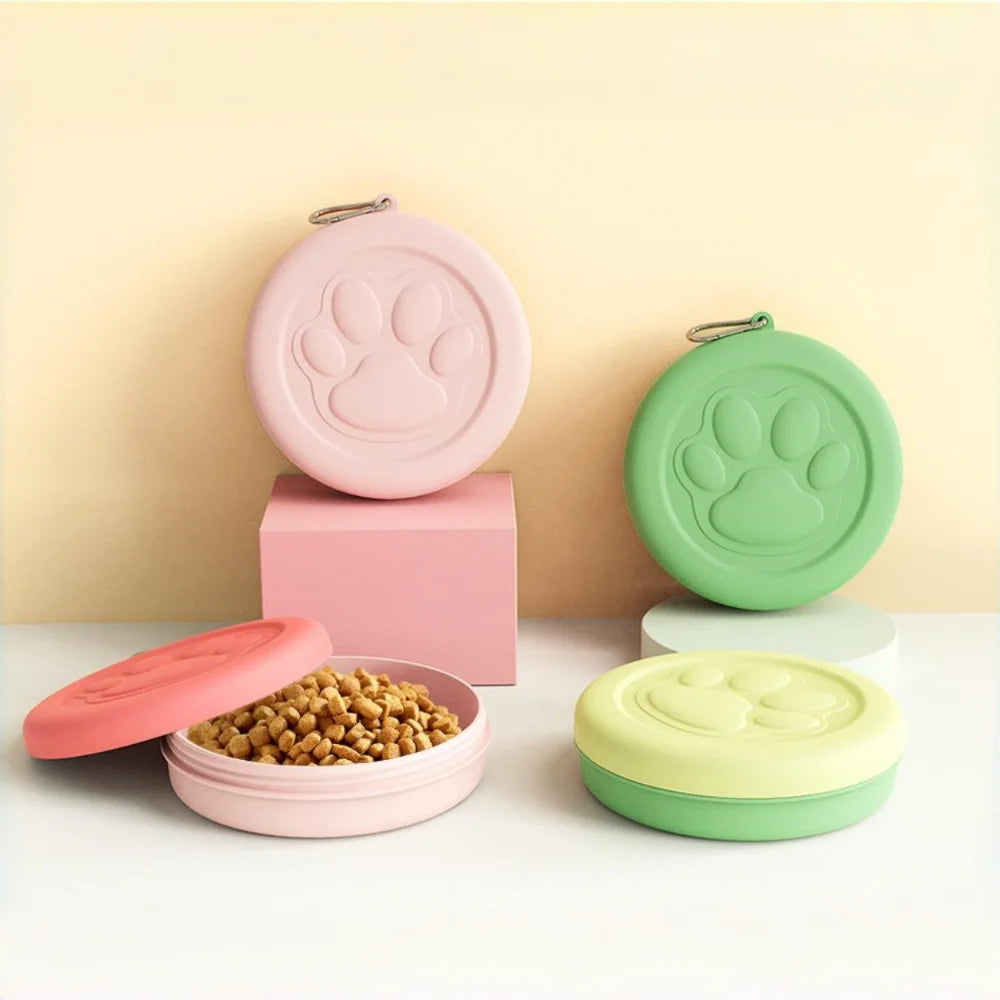 Portable Pet Bowl Set: Collapsible Outdoor Feeder with Snack Container for Dog & Cat Food on Hikes, Camping, and Travel
